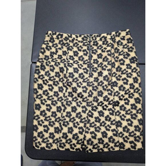 Ann Taylor Skirt Brown Black Cheetah Pencil Straight Career Women 8 Petite - Picture 2 of 4